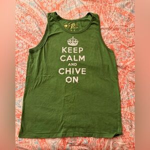 Green Keep Calm and Chive On Men's Tank Top